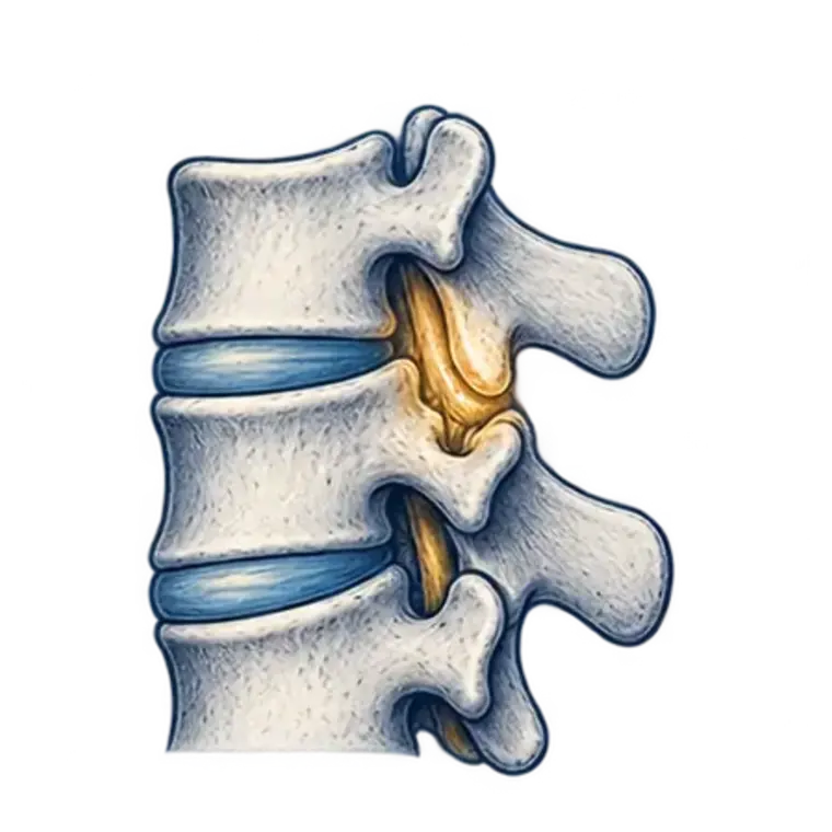 Spinal anatomy illustration highlighting the facet joints